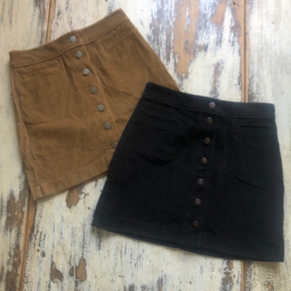 WILFRED Karmen Corduroy Skirts: Black & Cognac Size 4